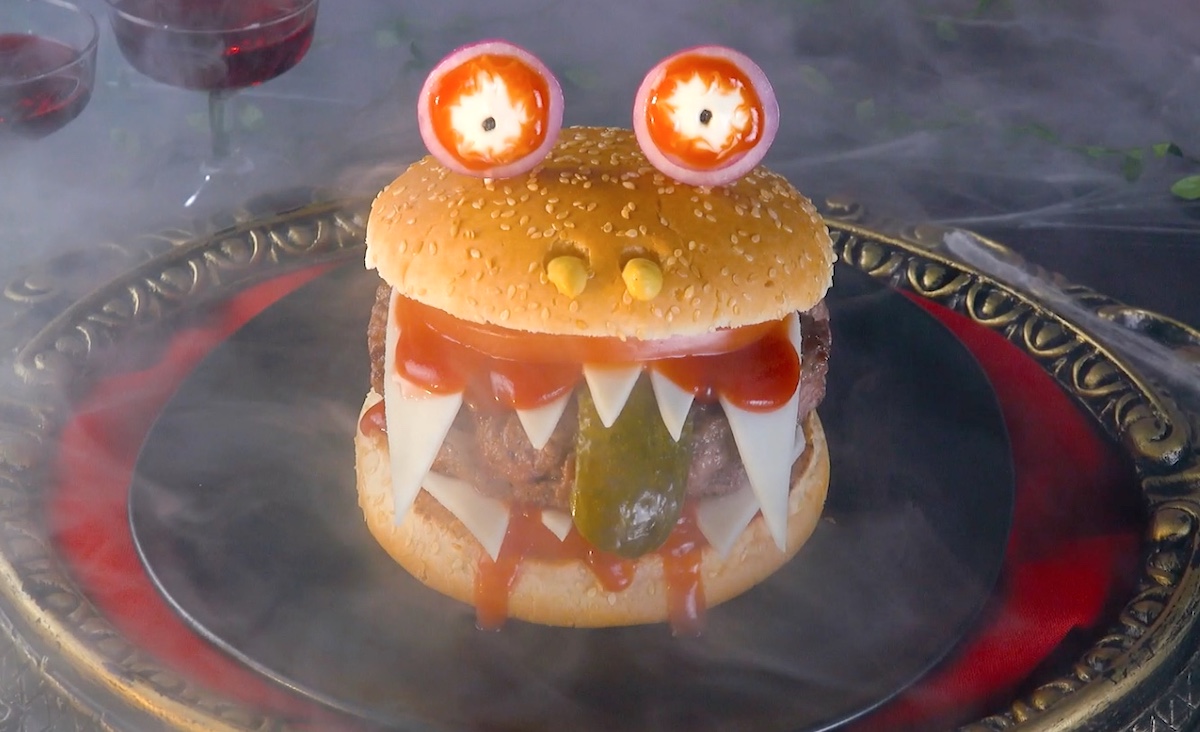 Monsterburger mit Augen und ZÃ¤hnen