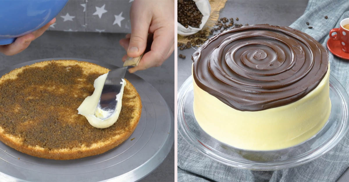 Tiramisu als Kuchen mit Kaffeesirup und Kaffeeganache - Leckerschmecker