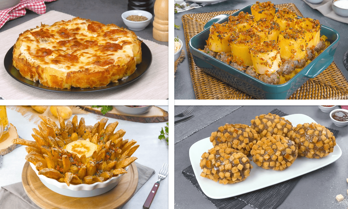 Beitragsbild zu 7 tolle Kartoffelrezepte: Vier Rezepte sind zu sehen.