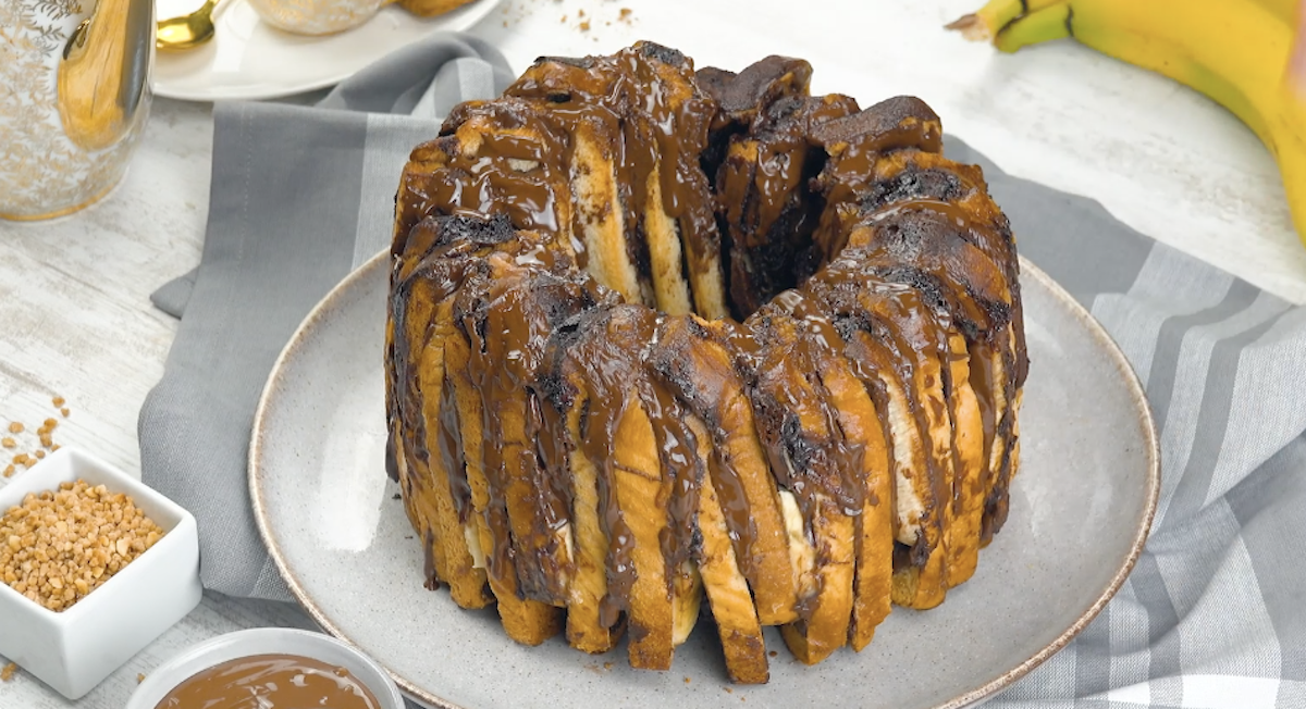 Toastbrotkuchen mit Nutella und Bananen