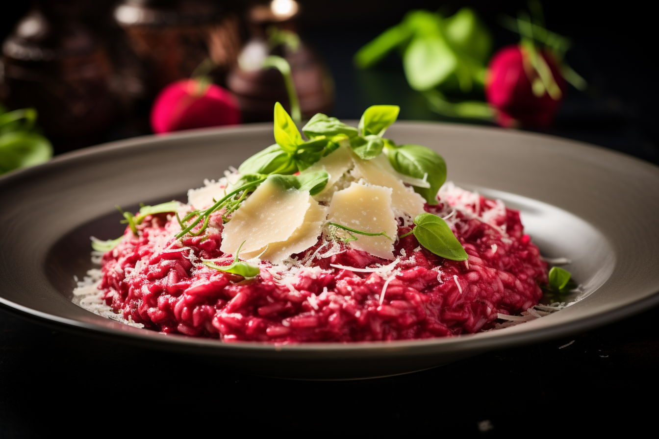 Rote-Bete-Risotto: Ein cremiges Risotto mit Roter Bete und Parmesan.