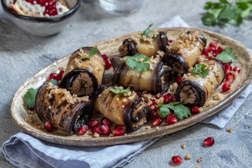 Badridschani: georgische Auberginenröllchen mit Walnussfüllung ...