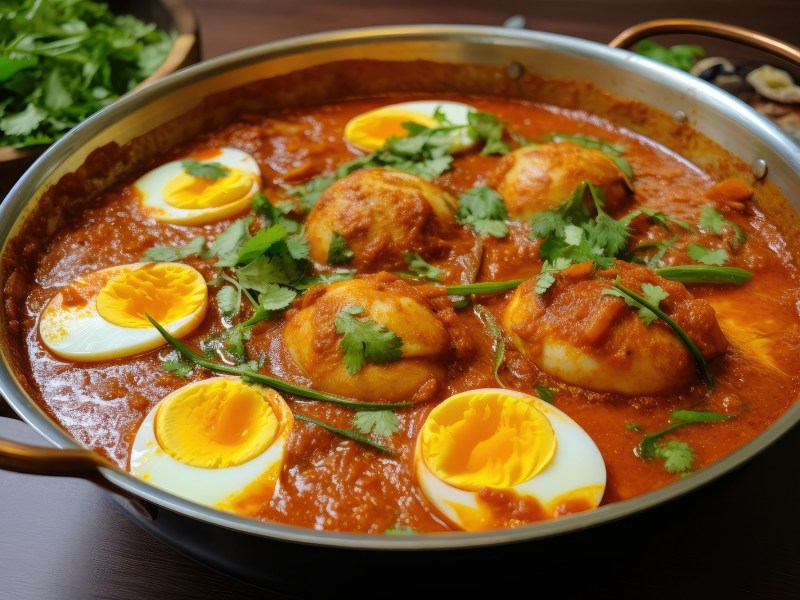 Pfanne mit Egg Curry