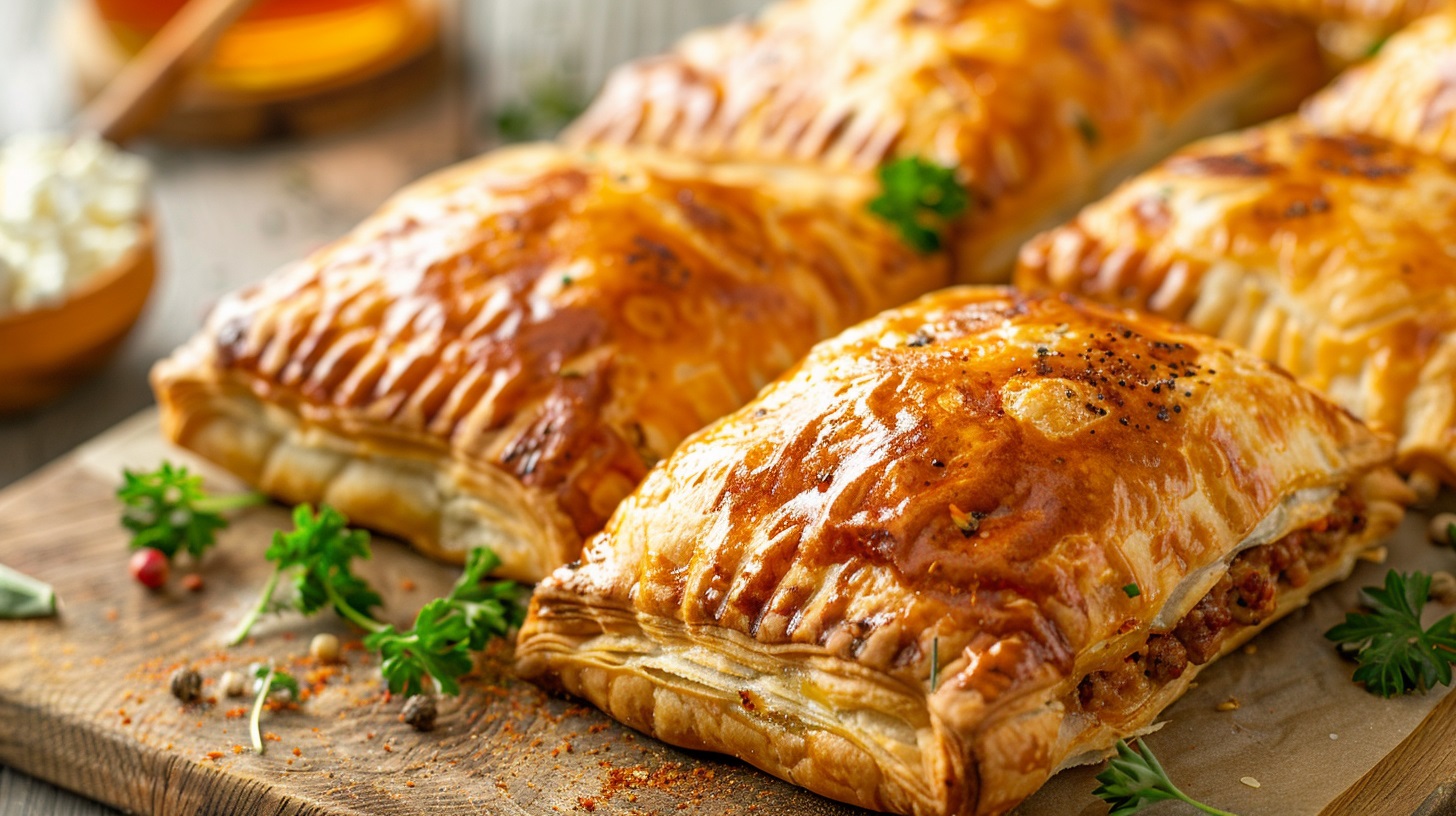 Blätterteigtaschen mit Hackfleisch und Feta: herzhaftes Fingerfood ...