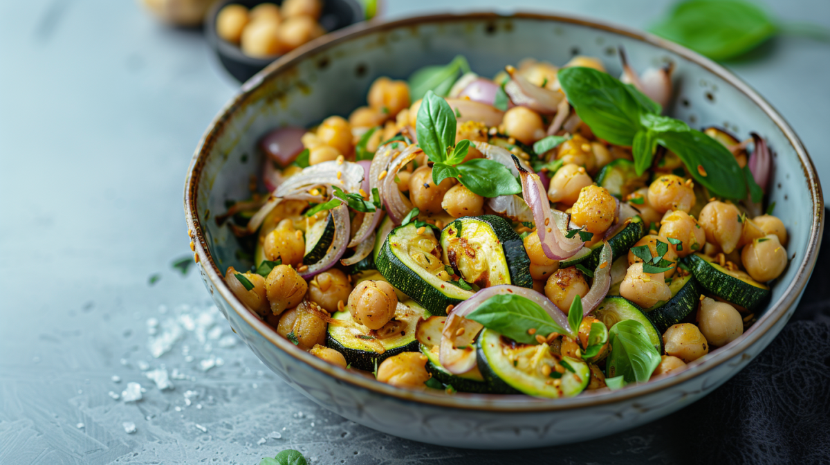 Zucchinisalat mit Kichererbsen: würzige Grillbeilage - Leckerschmecker