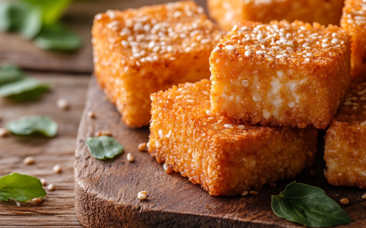 Panierter Feta mit Sesam: einfacher und leckerer Snack - Leckerschmecker