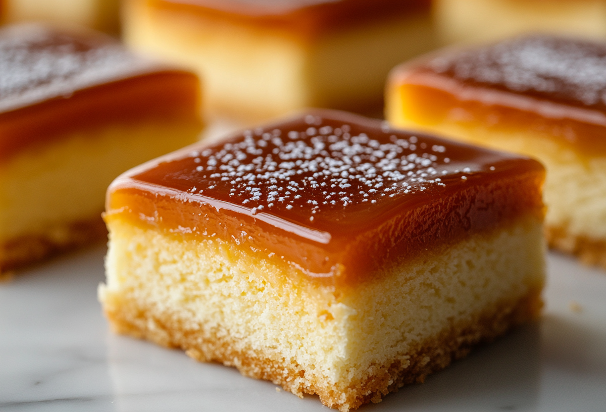 Einige Stücke einfacher Karamellkuchen.