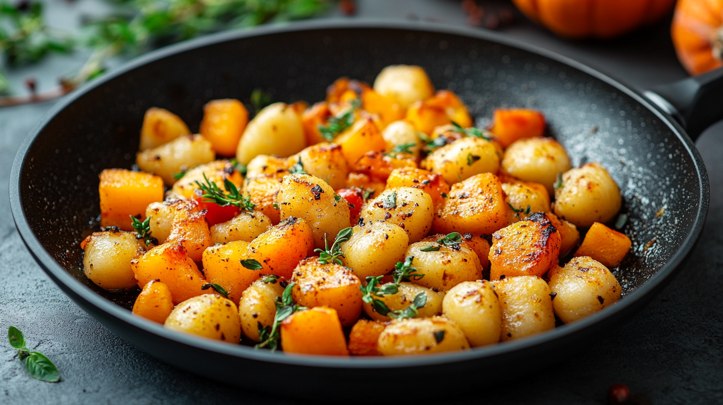 Kürbis-Gnocchi-Pfanne: einfaches Rezept zum Nachkochen - Leckerschmecker