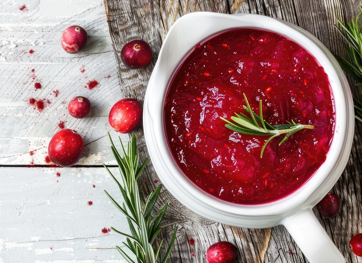 Karaffe mit Cranberrysoße