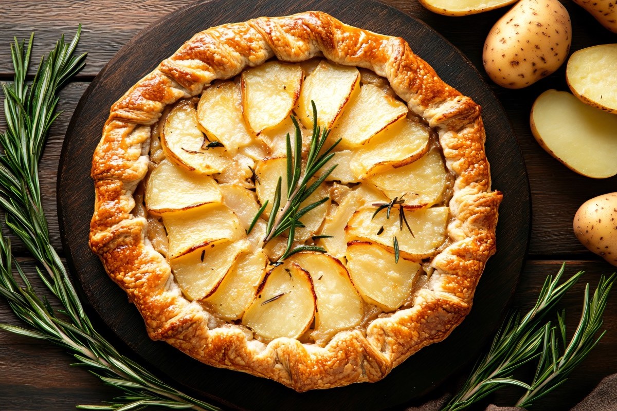 Eine französische Kartoffel-Galette in der Draufsicht.