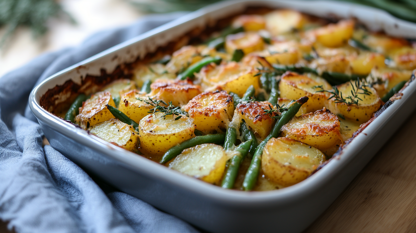 Bohnen-Kartoffel-Auflauf mit Käse überbacken: lecker - Leckerschmecker