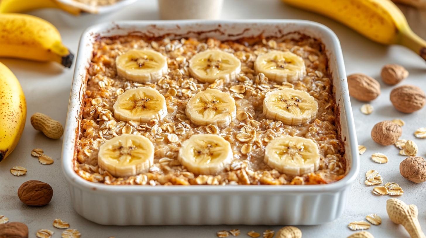 Erdnussbutter-Bananen-Auflauf mit Haferflocken: Frühstücksrezept ...