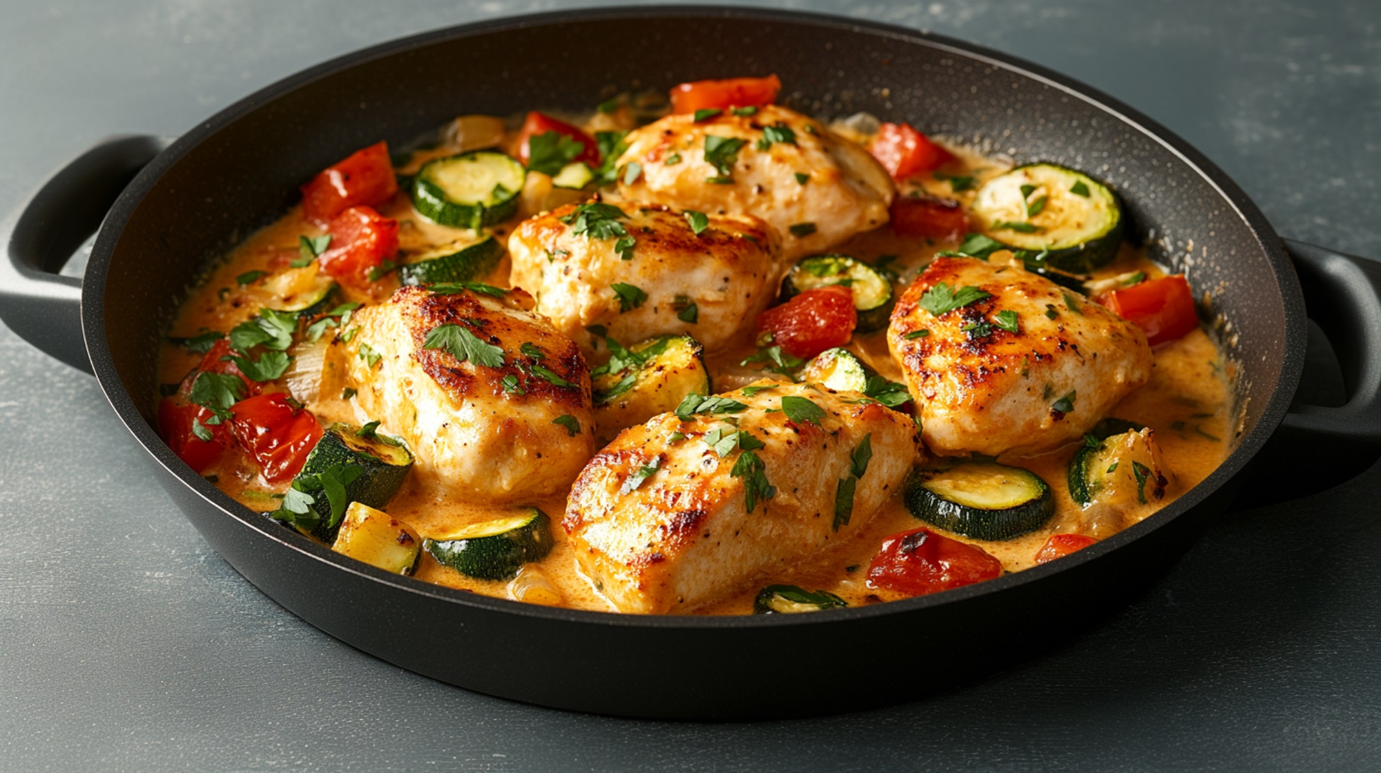 Hähnchenbrust in Zucchini-Sahne-Soße: schnelles Mittagessen ...