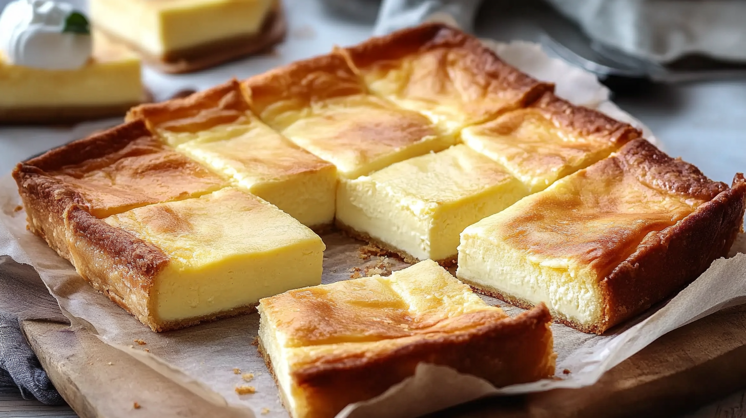 Käsekuchen mit Blätterteig vom Blech: knusprig und cremig - Leckerschmecker
