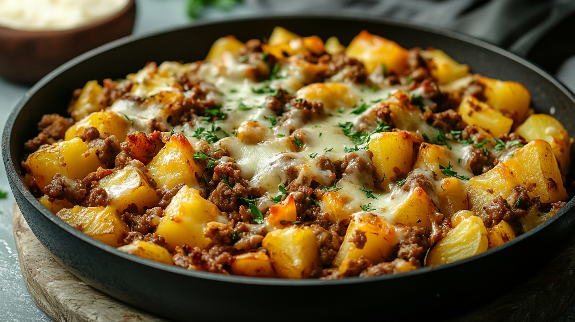 Kartoffel-Hackfleisch-Pfanne mit Käse: schnell zubereitet - Leckerschmecker