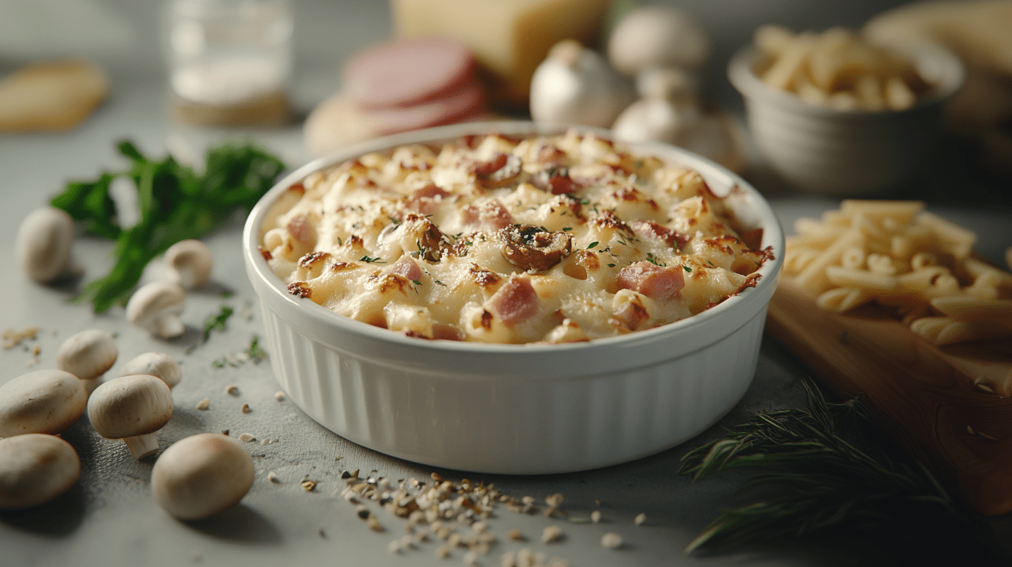 Nudel-Schinken-Gratin mit Pilzen: einfaches Wohlfühlrezept ...