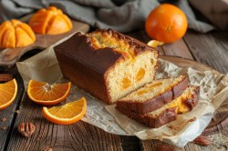Angeschnittener Orangen-Joghurt-Kuchen