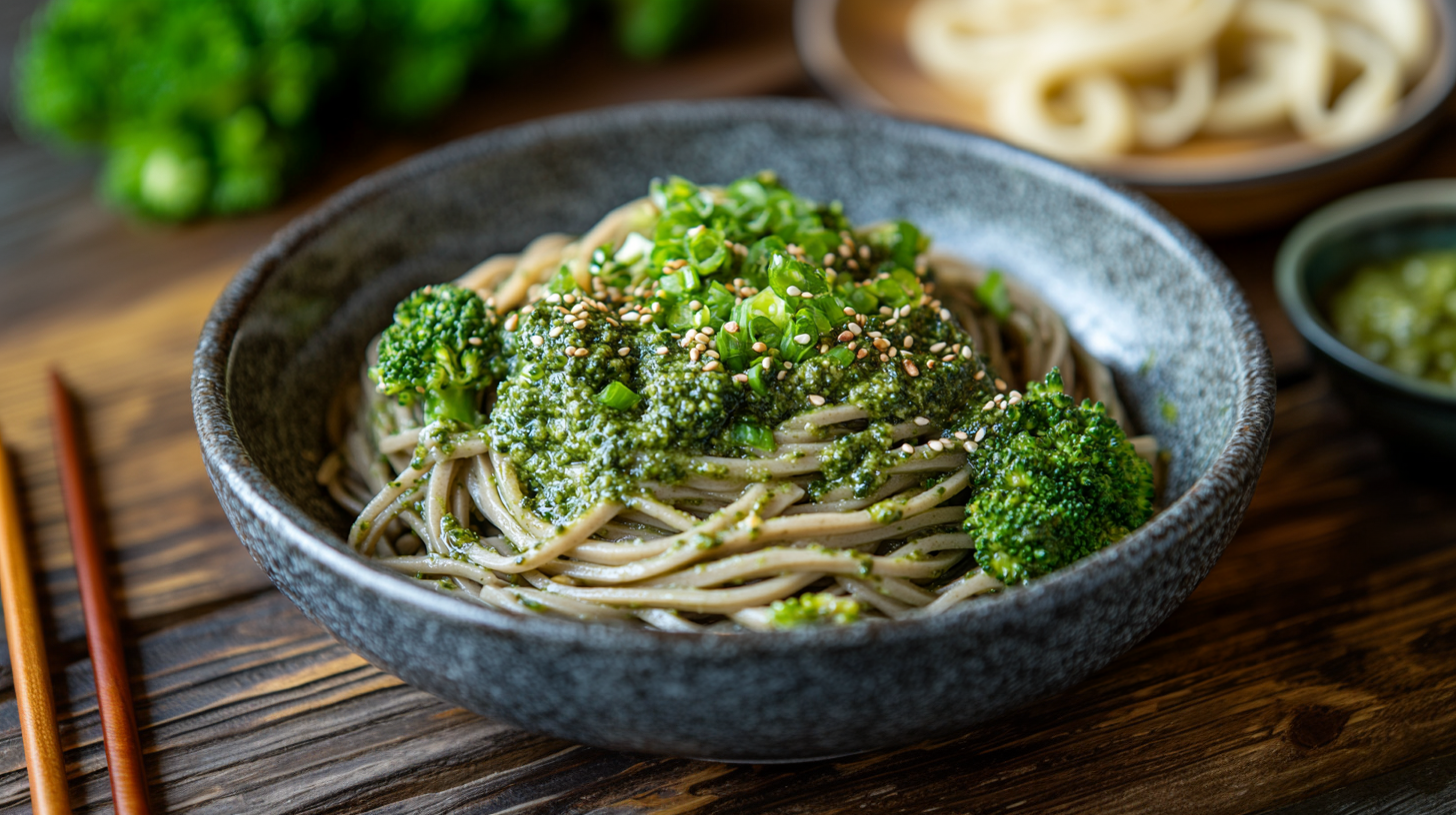 Vegane Soba-Nudeln mit Avocadopesto: eine cremige Köstlichkeit ...