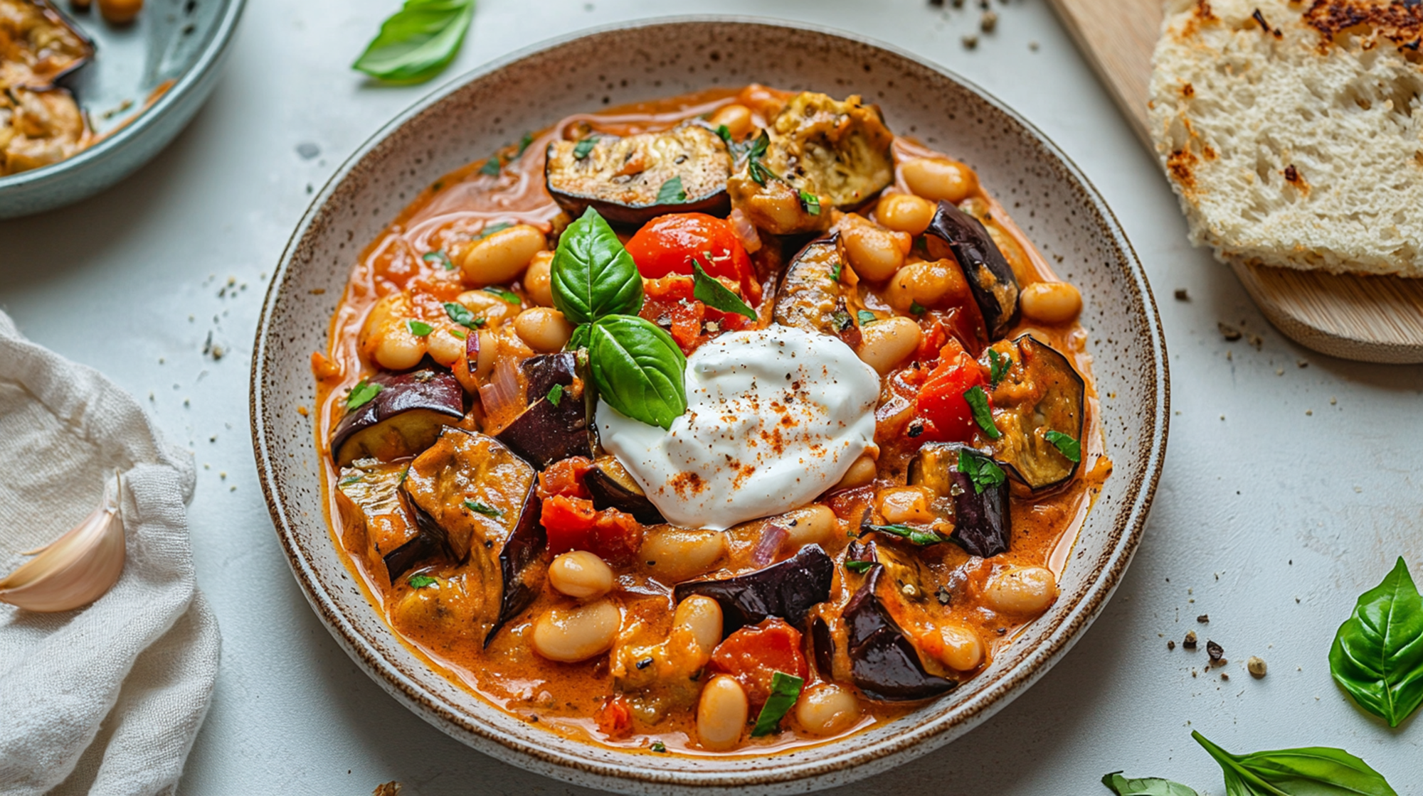 Vegane Auberginen-Bohnen-Pfanne mit Harissa: cremig und lecker ...
