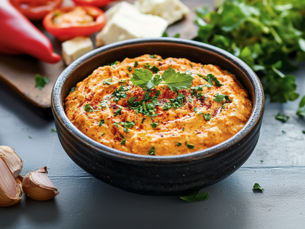 Selbstgemachter Paprika-Feta-Dip: besser als jeder gekaufte