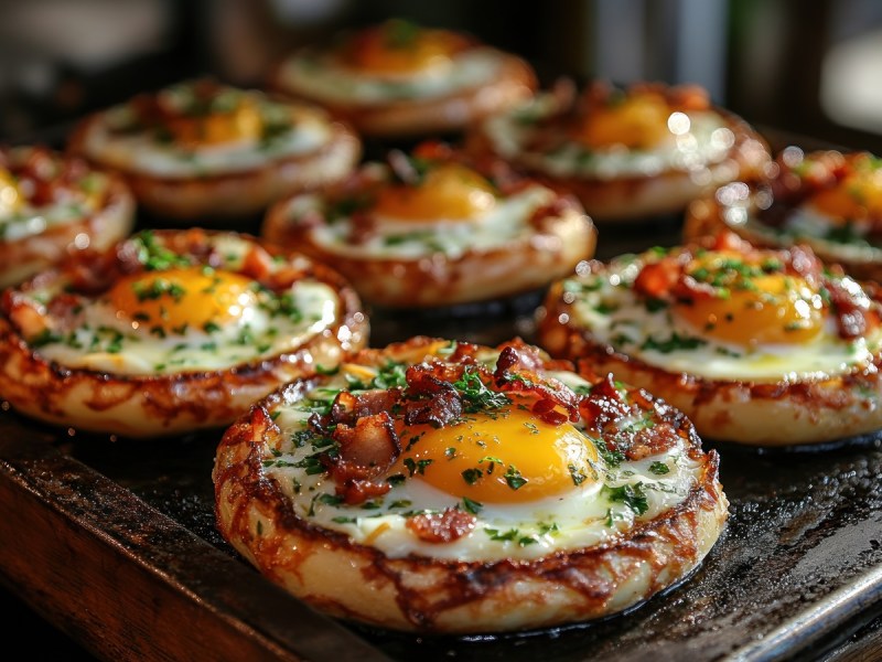 Blech mit English-Muffin-Frühstückspizza