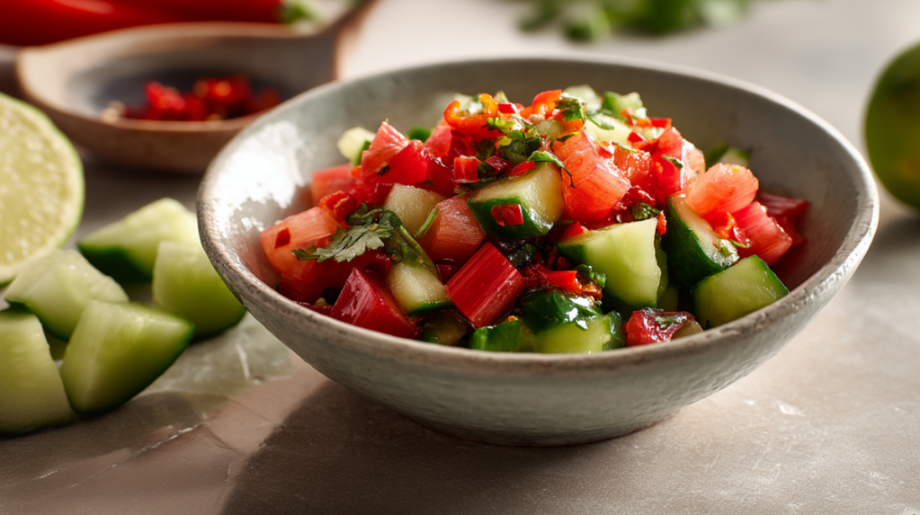 Erfrischend anders: Diese Rhabarber-Gurken-Salsa hat es in sich
