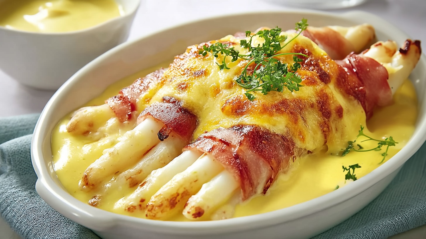 Überbackener Spargel mit Schinken: einfach und lecker - Leckerschmecker