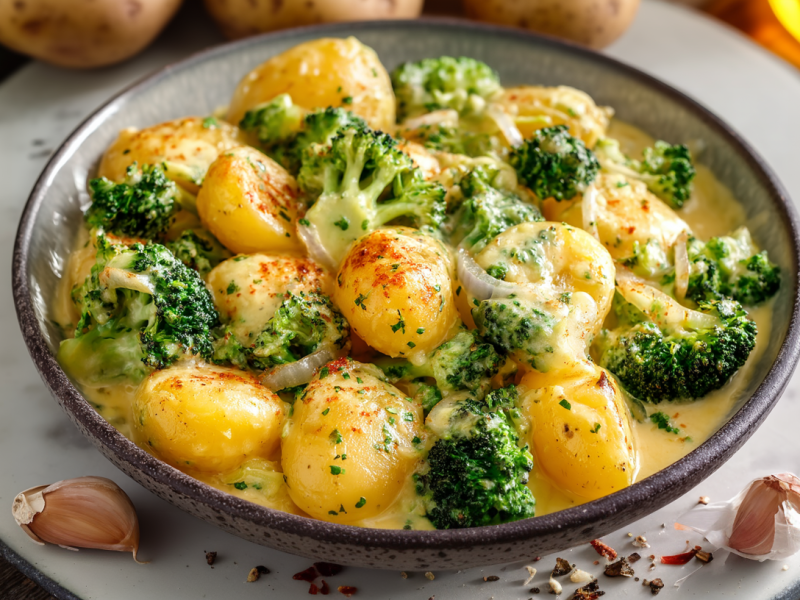 Cremige Brokkoli-Kartoffeln zauberst du in nur einer Pfanne