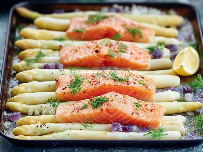 Einfache Frühlingsküche: Wir servieren Ofenspargel mit Lachs