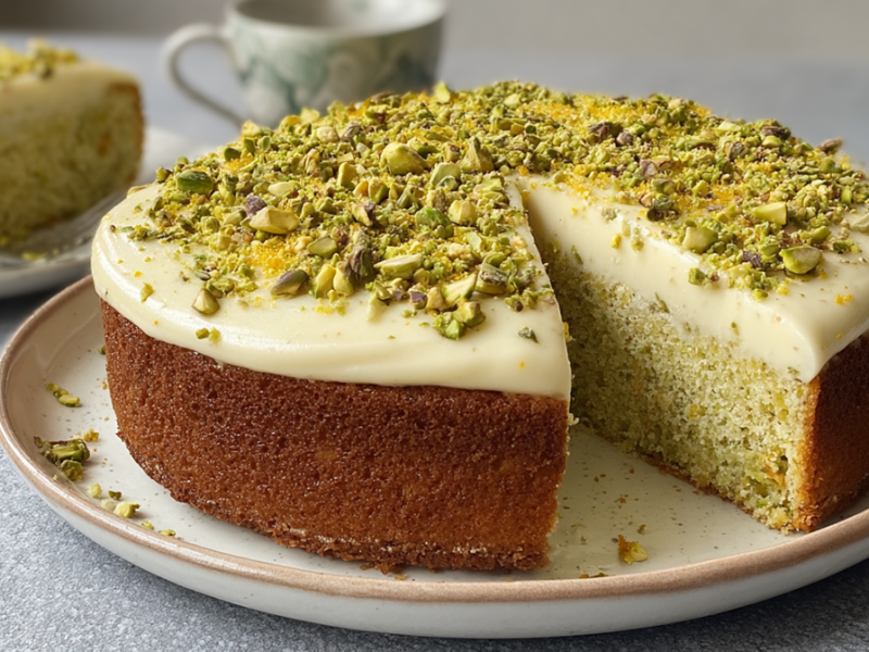 Genussmomente garantiert: Pistazien-Orangen-Kuchen mit Ricotta-Frosting