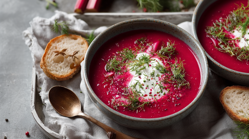 Mach’s wie die Feinschmecker: Probiere die Rote-Bete-Rhabarber-Suppe