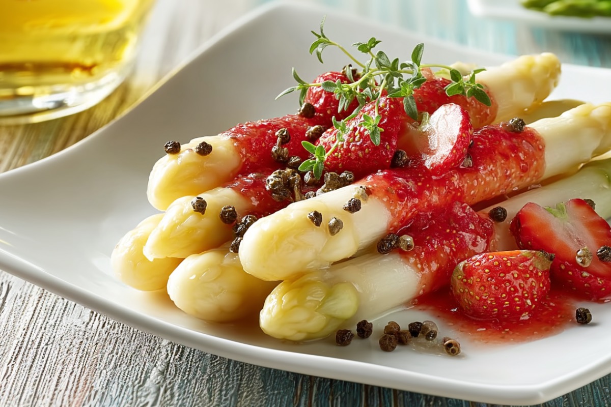 Marinierter Spargel mit Erdbeersoße: schmeckt fruchtig-frisch ...