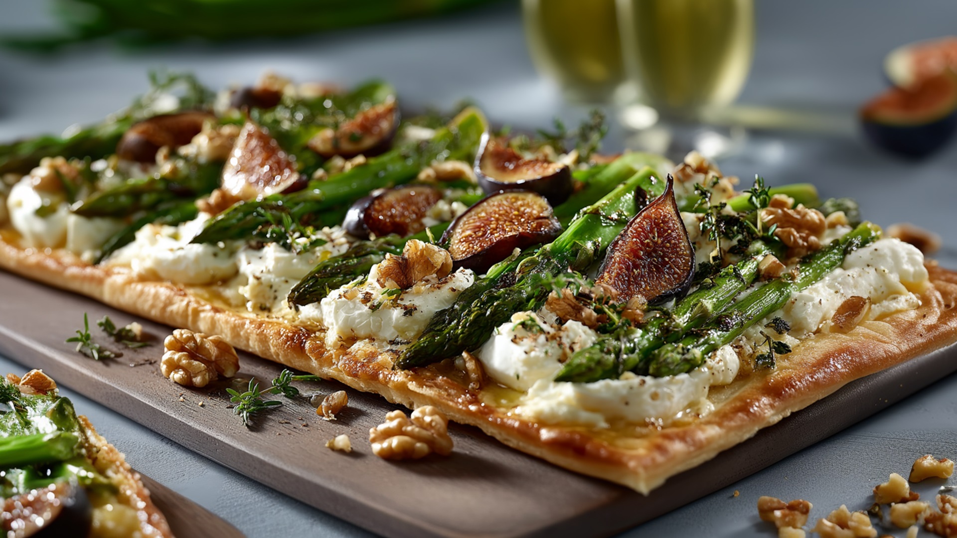 Spargel-Flammkuchen mit Feigen und Camembert - Leckerschmecker