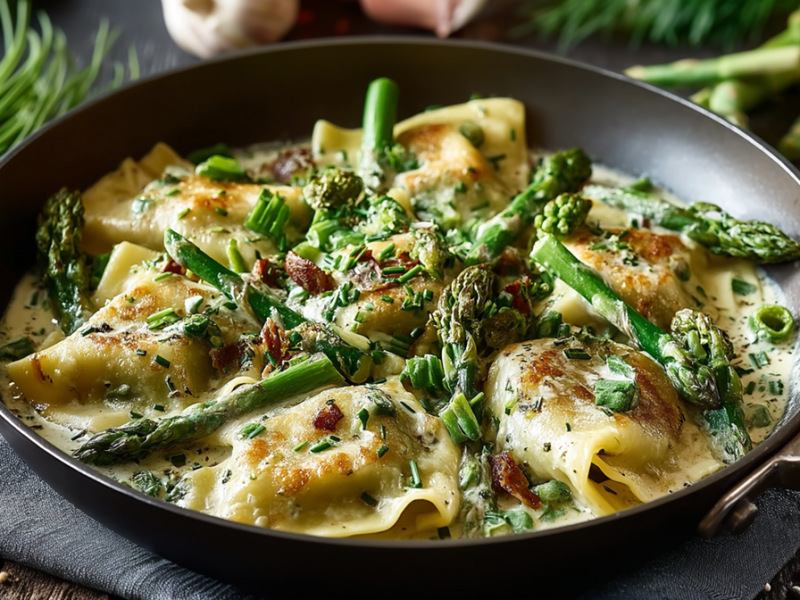 Spargel meets Maultaschen: Dieses Pfannengericht ist in nur 20 Minuten fertig