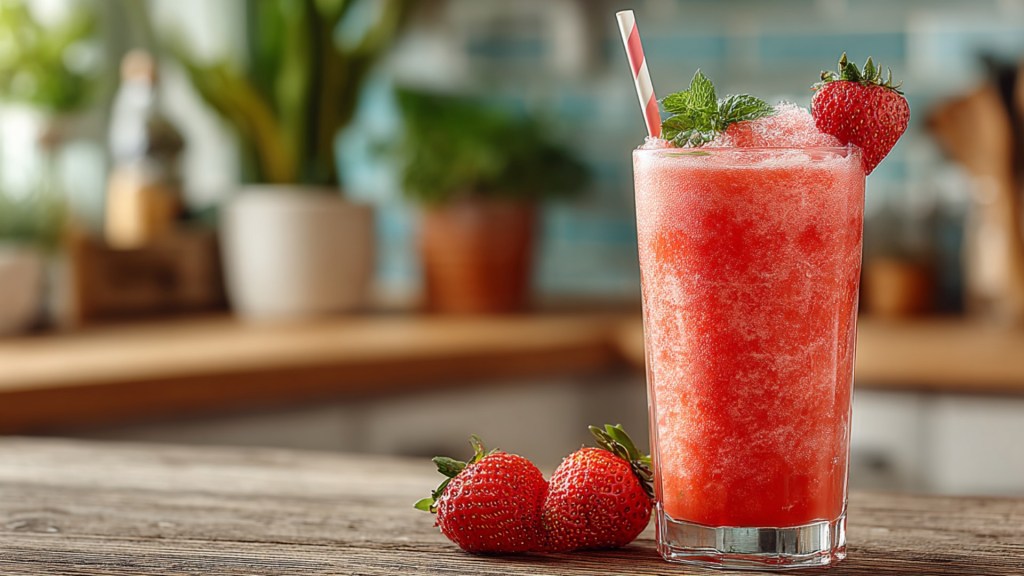 Genieße den Sommer mit einem selbstgemachten Erdbeer Slushy