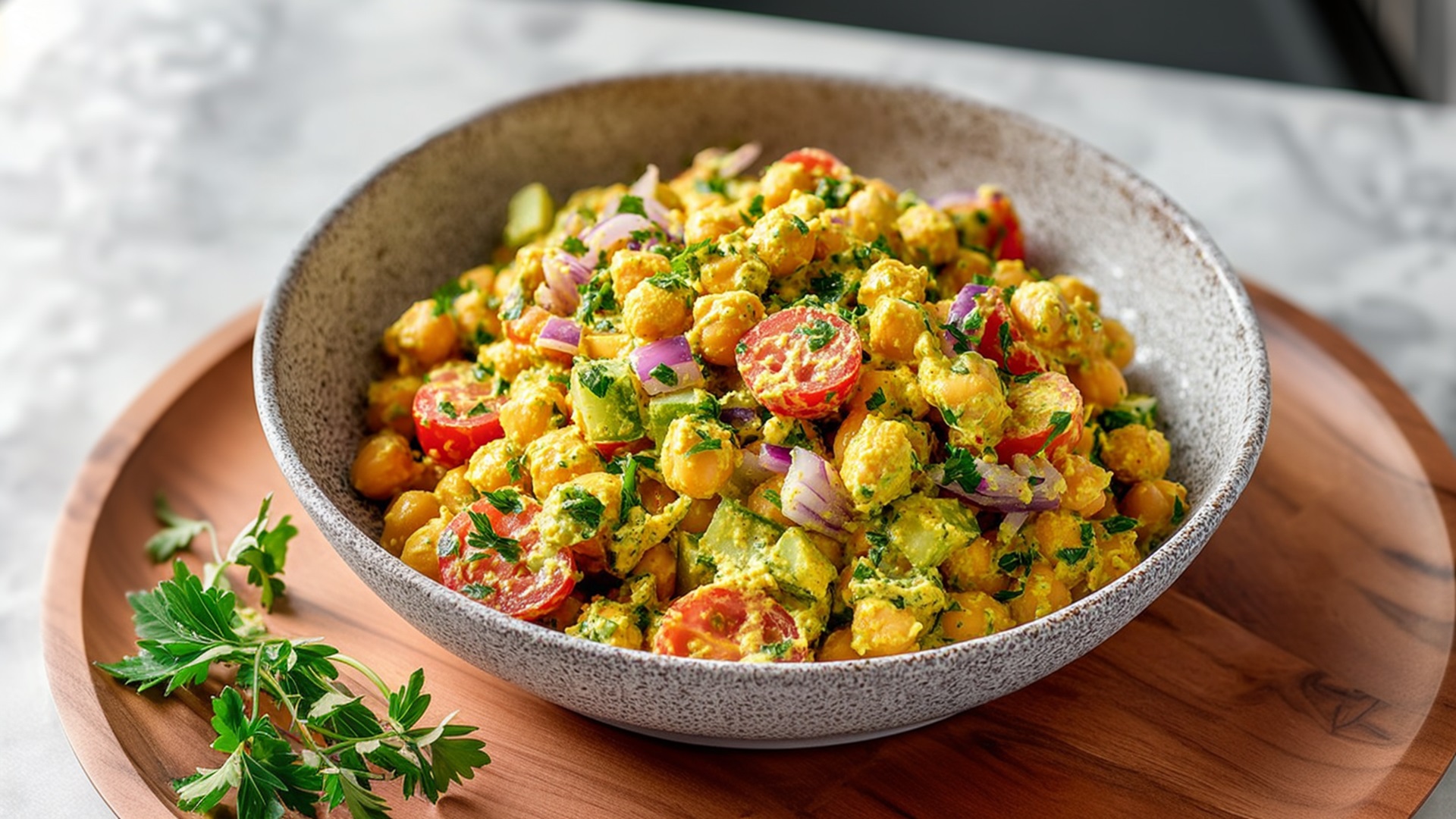Kichererbsensalat mit Curry-Dressing: würzig, cremig, frisch ...