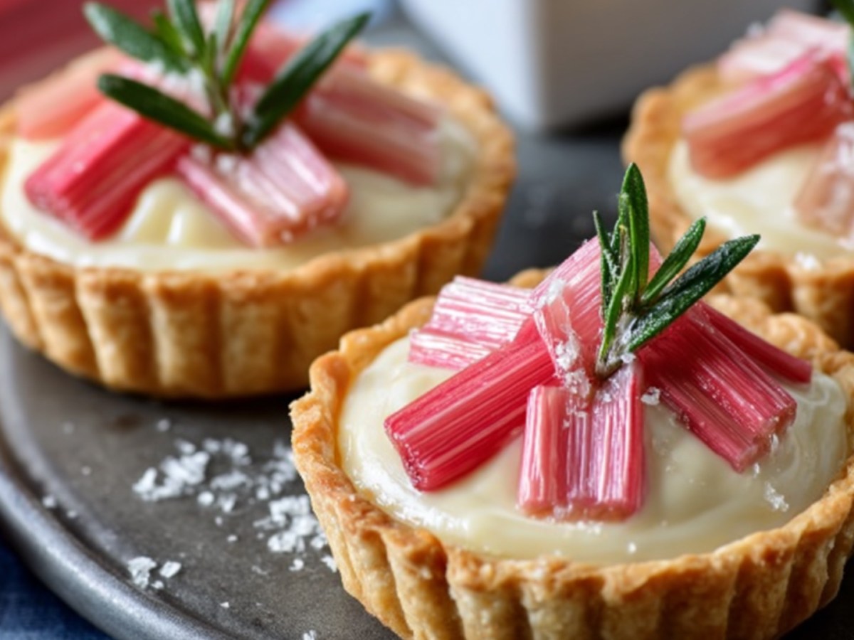 Diese Rhabarber-Tartelettes mit Vanille und Rosmarin sind pure Magie
