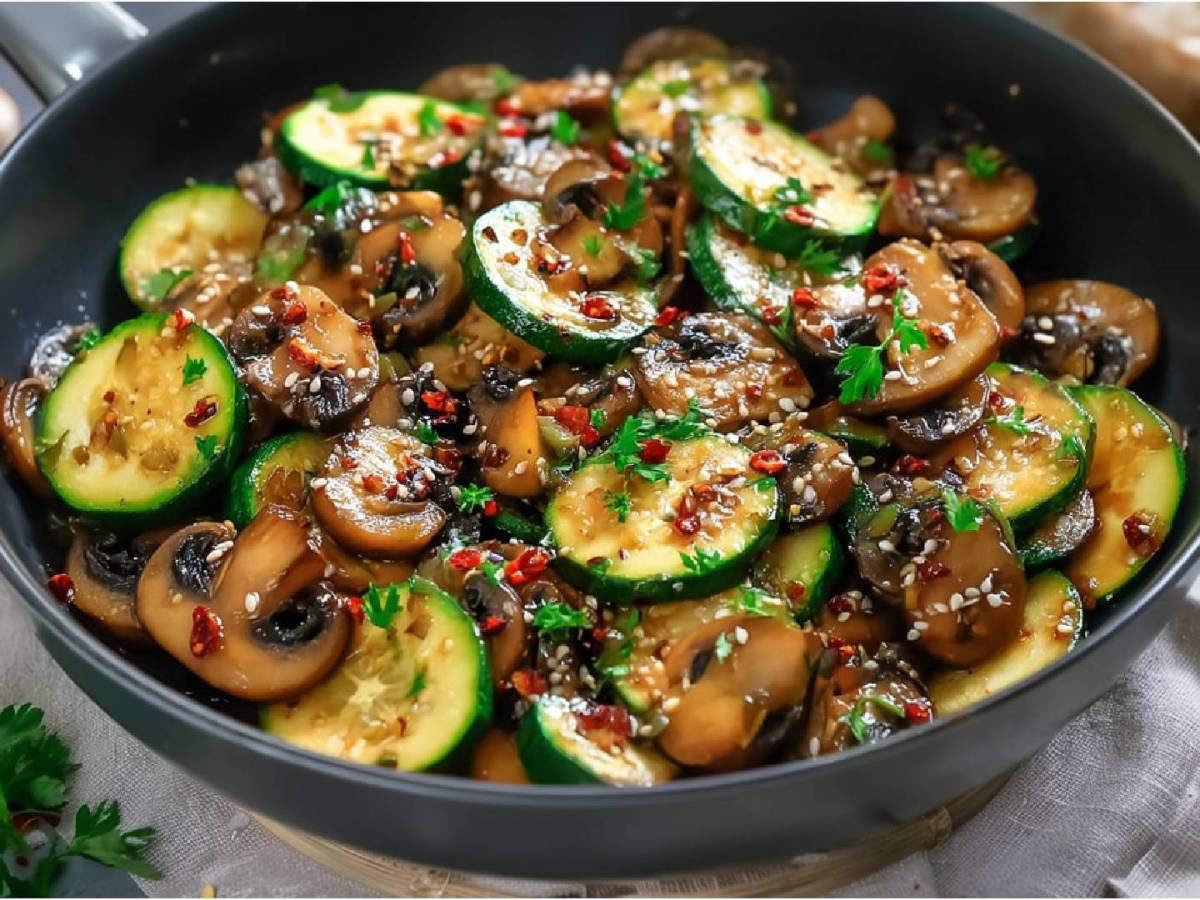 Heutiges Tagesgericht: asiatische Zucchini-Champignon-Pfanne
