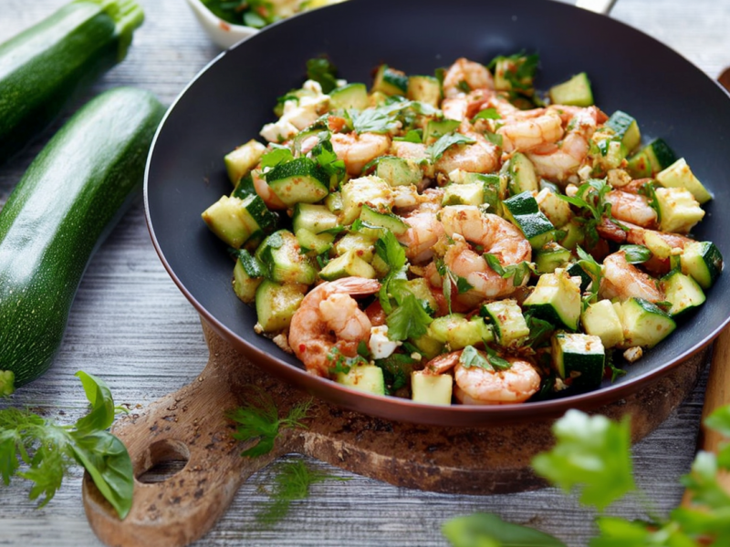 Leichte Kost für warme Tage: Garnelen-Zucchini-Pfanne