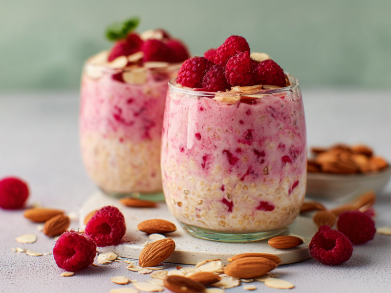 Himbeer-Mandel-Overnight-Oats: fruchtig und gesund