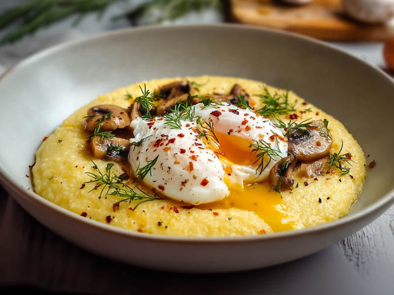 Für einen Abend voller Genuss: Polenta, Eier und Pilze